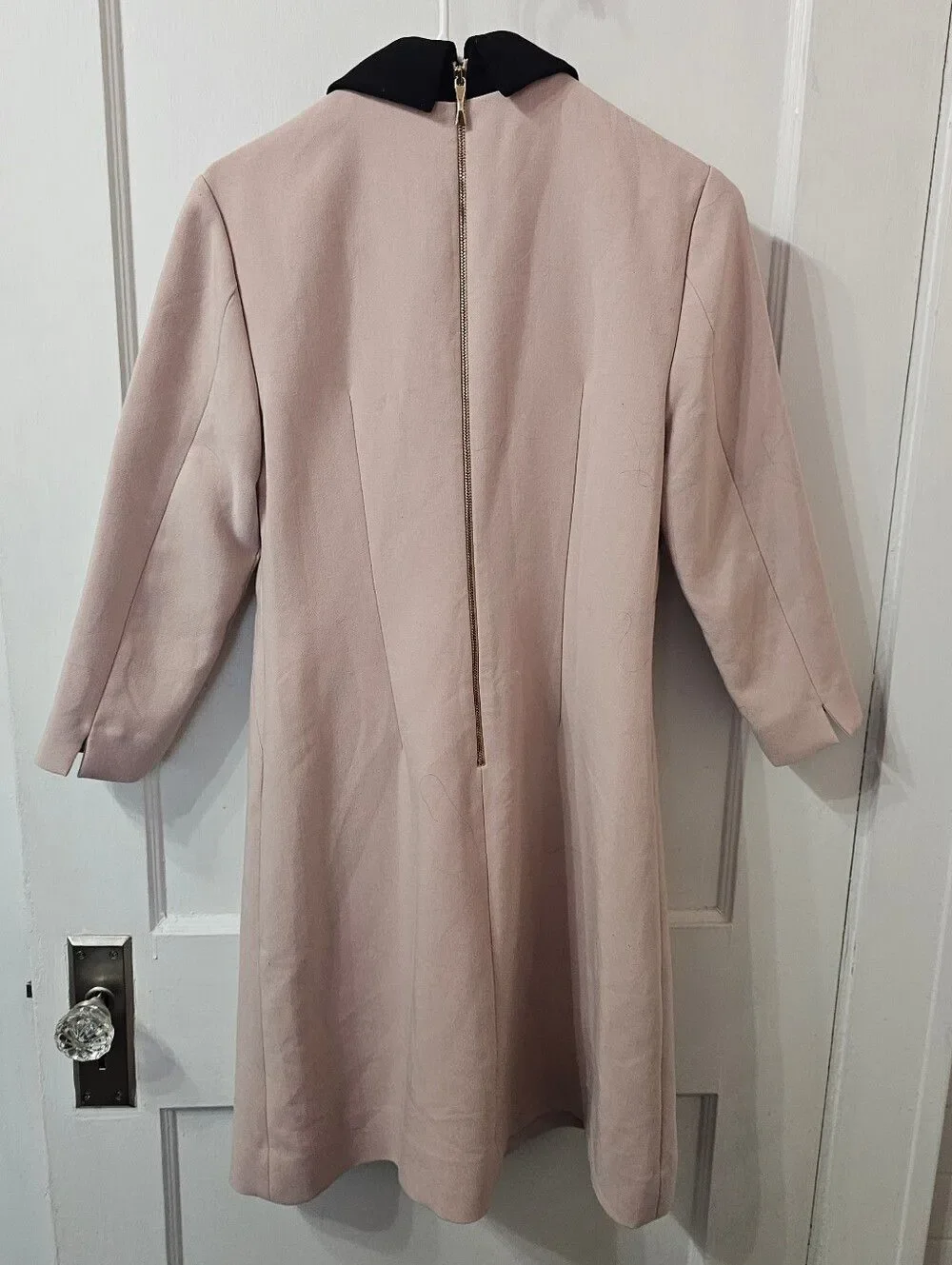 Kate Spade Beaded Collar Shift Dress in Blush Pink and Black, Sz 4